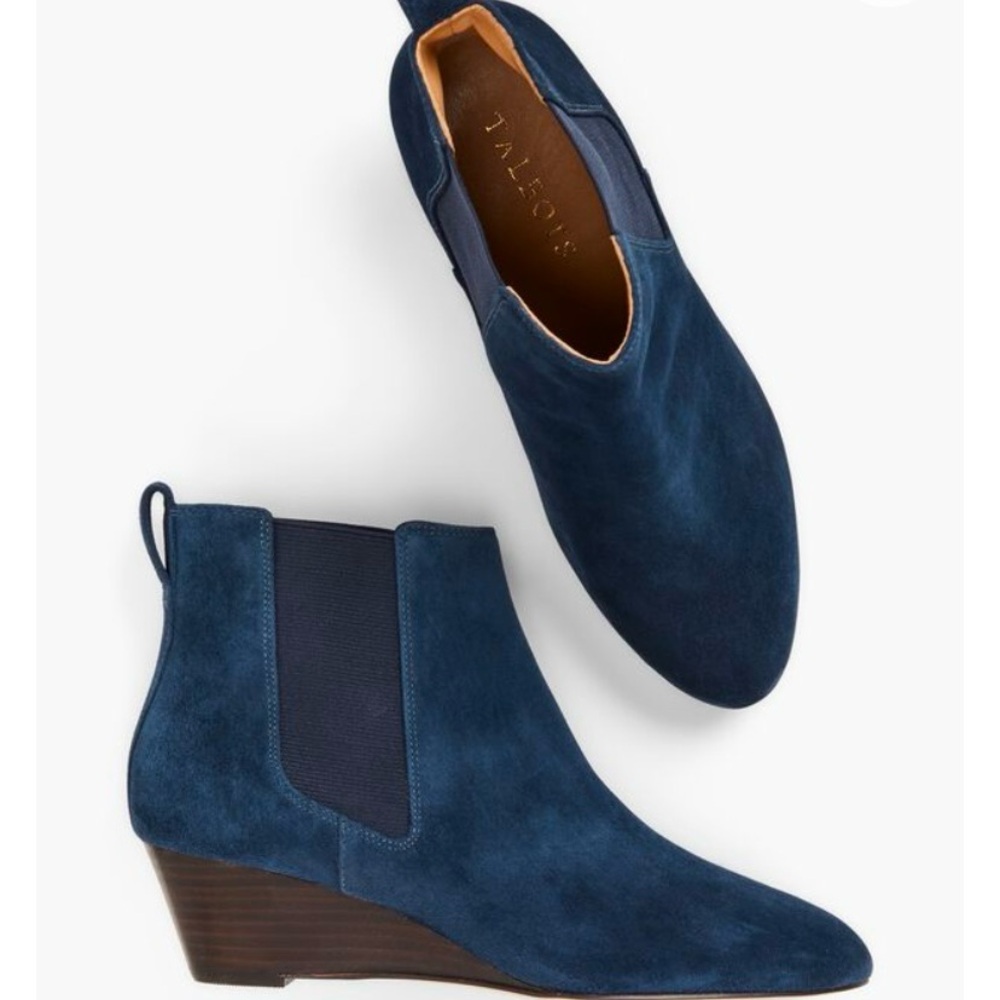 Talbots Isabel Wedge Ankle Boots, Navy, size 5